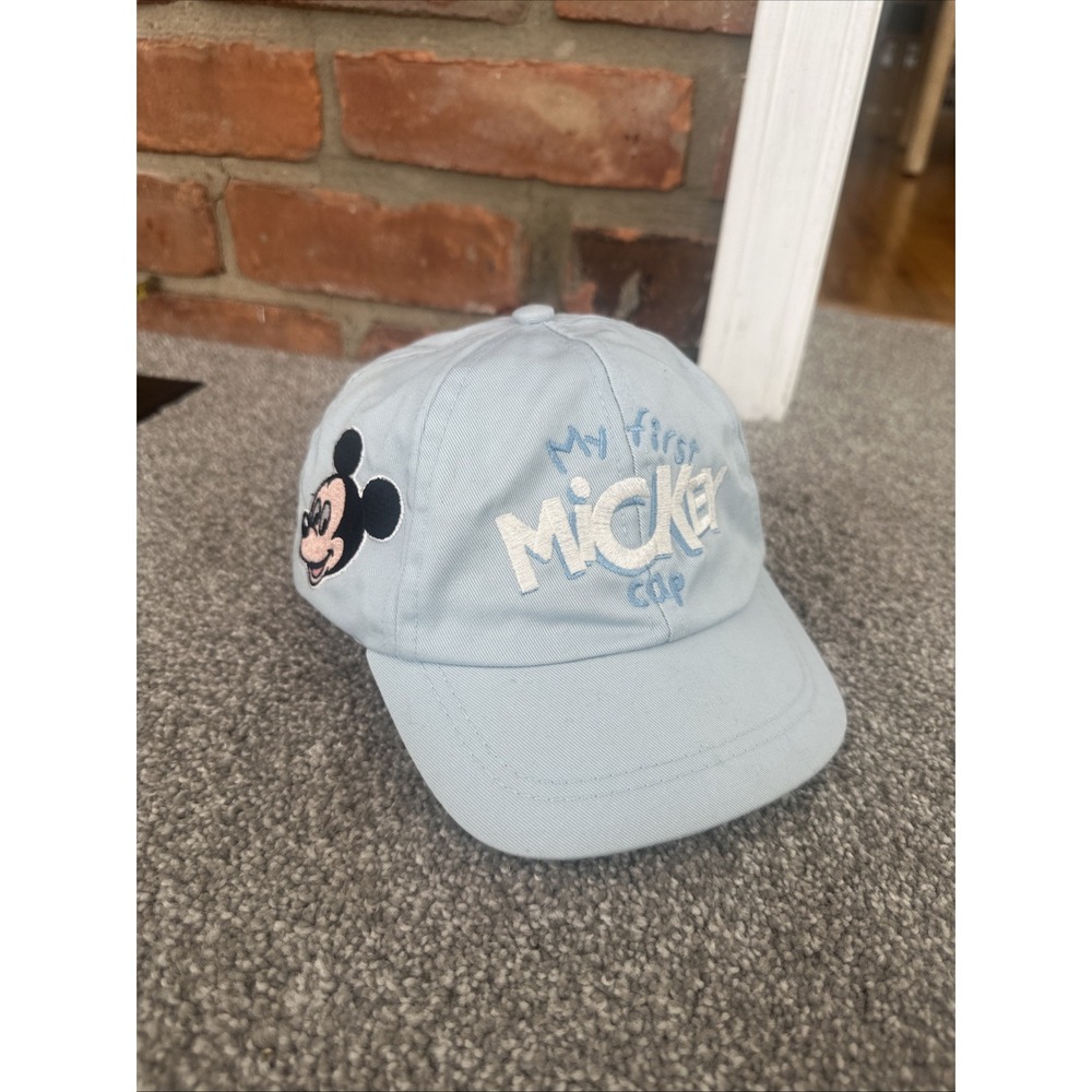Vintage‎ Walt Disney World Baby Hat Embroidered Blue Mickey Mouse 90s My First